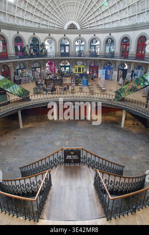 Interior of the Corn Exchange, Historic Victorian Market Hall in Leeds, West Yorkshire, England Stock Photo