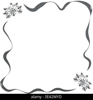 Elegant Silver Floral Ornamental Frame on White Background – Premium Vector Design Stock Vector