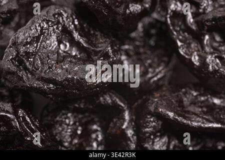Heap of dried prunes close-up Stock Photo