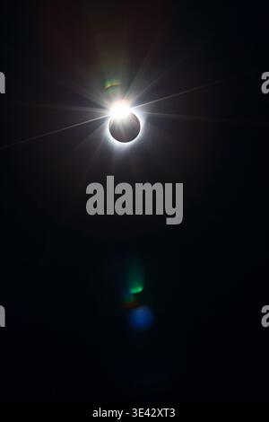 Solar Eclipse Diamond Ring Effect as Seen from Rural Oregon in 2017 Stock Photo
