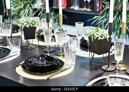 Dinnerware on a served festive table Stock Photo