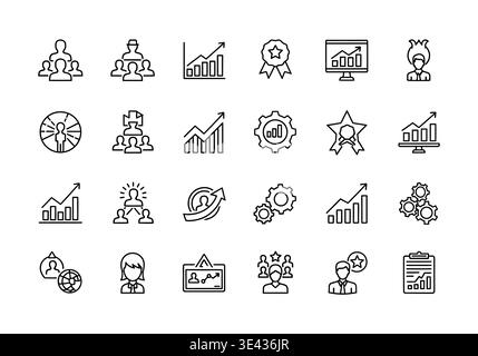 A collection of black and white business icons Stock Vector