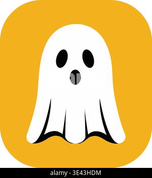 A playful cartoon ghost icon simple, graphic, with a friendly face and flowing edges. Vector Stock Vector