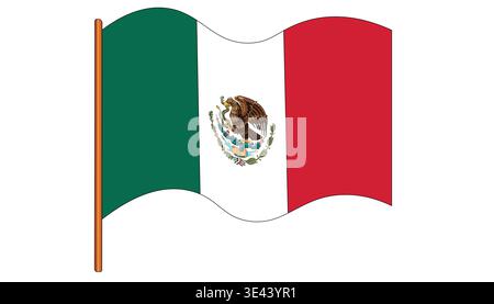 Flag of Mexico. National symbol in official colors. Template icon. Vector background Stock Vector