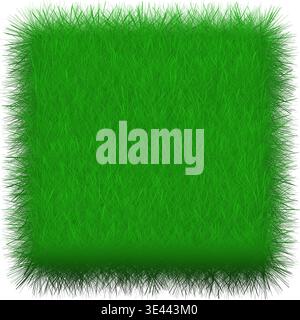 Textured Square Green Grass Patch Vector. Lush Lawn Turf Piece Illustration Isolated on Transparent Background Stock Vector