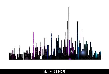 Abstract banner Big city life. Many tall skyscraper buildings. Hand drawn Not AI, vector illustration. Stock Vector