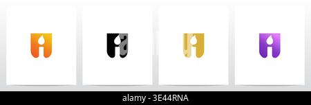 Candlelight On Letter Logo Design U Stock Vector
