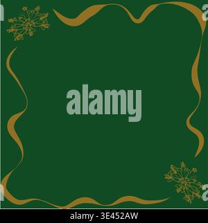 Elegant Golden Floral Frame on Green Background – Premium Ornamental Vector for Creative & Decorative Collections Stock Vector
