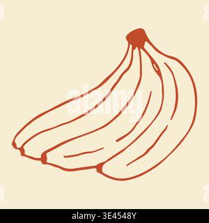 A bunch of bananas in a clean hand drawn vector style. Versatile line art illustration ideal for grocery store branding and healthy nutrition content Stock Vector