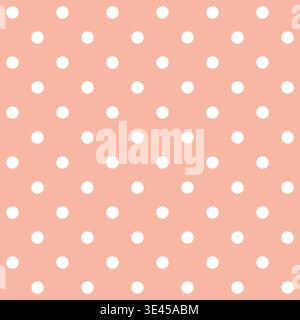 Pastel peach background with white polka dots. Pattern seamless Perfect for branding, backgrounds, textile, paper, fabric Stock Vector