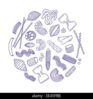 Pasta vector sketch set Stock Vector