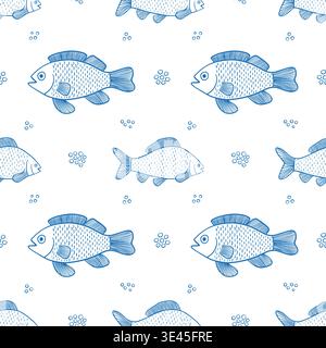 Dorado and sea bass seamless pattern Stock Vector