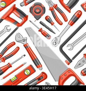 Vector Handyman Tools seamless pattern, decorative background with collection of flying handyman tools for wrapping paper, square placard with group o Stock Vector