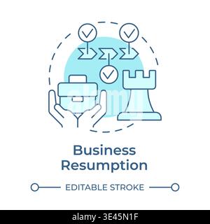 Business resumption soft blue concept icon Stock Vector