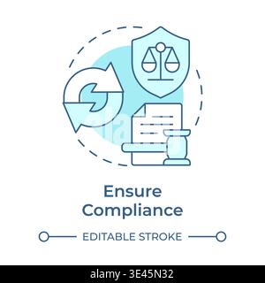 Ensures compliance soft blue concept icon Stock Vector