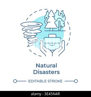 Natural disasters soft blue concept icon Stock Vector