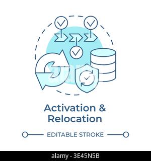 Activation and relocation soft blue concept icon Stock Vector