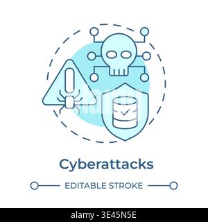 Cyberattacks soft blue concept icon Stock Vector