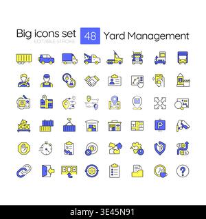 Yard management line color icons set Stock Vector