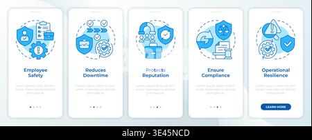 Benefits of business continuity plan blue onboarding mobile app screen Stock Vector
