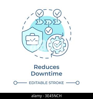Reduces downtime soft blue concept icon Stock Vector