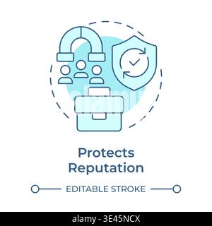 Protects reputation soft blue concept icon Stock Vector