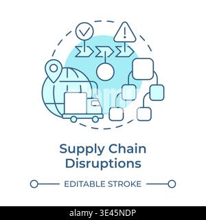 Supply chain disruptions soft blue concept icon Stock Vector