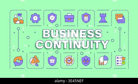 Business continuity management grass green word concept Stock Vector