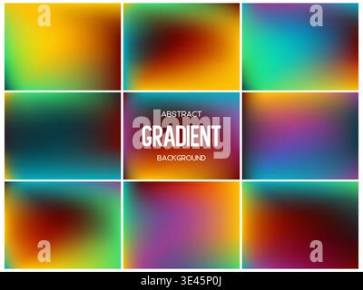 Collection of vibrant tropical mesh gradients. Stock Vector