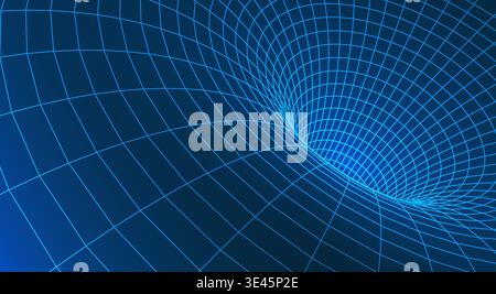 High-tech nanotechnology tunnel with 3D wireframe Stock Vector