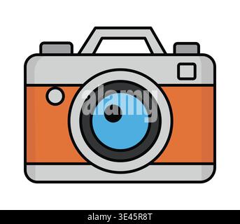 Retro Vintage Film Camera Vector Illustration in Flat Cartoon Style Isolated on White Background Stock Vector