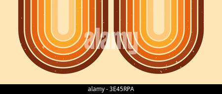 Groovy banner with two stripe yellow rainbows. Stock Vector