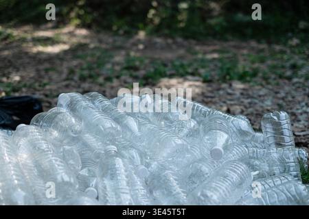 Pile empty clear plastic bottle Stock Photo