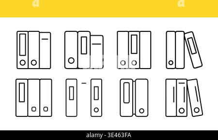 Collection of Line Art Illustrations of Binder Designs in Various Styles Stock Vector