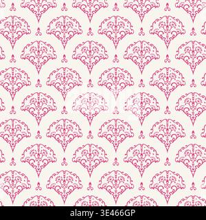 Raspberry Block Print Fan Motif Stock Vector