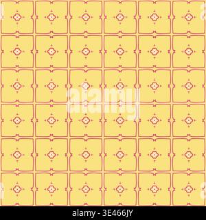 Yellow Retro Square Tile Graphic Stock Vector