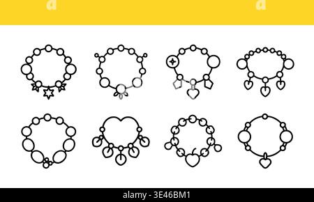 USB Cable Line Icons Set, Connector Wire Outline Vector Collection Stock Vector