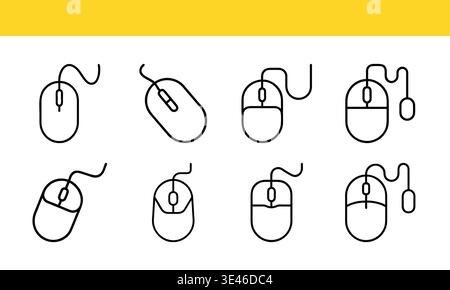 Computer Mouse Line Icons Set, Input Device Outline Vector Collection Stock Vector