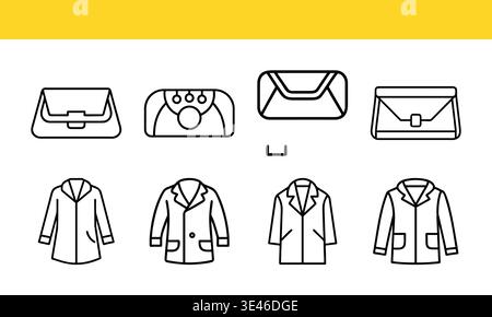 Bench and Chair Line Icons Set, Seating Furniture Outline Vector Collection Stock Vector