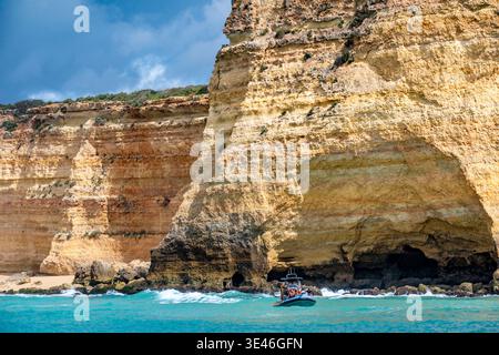 Portugal, Algarve region, Faro District, boat trip exploring the Ferragudo coastline Stock Photo