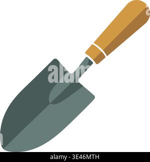 Simple illustration of a small hand trowel with a pointed metal scoop and a smooth wooden handle. Stock Vector