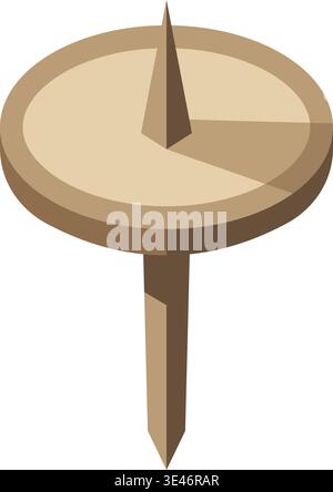 Simple illustration of a round push pin with a flat circular head and a pointed metal tip below. Stock Vector