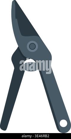 Simple illustration of hand pruners with short curved blades and two dark handles in a closed position. Stock Vector