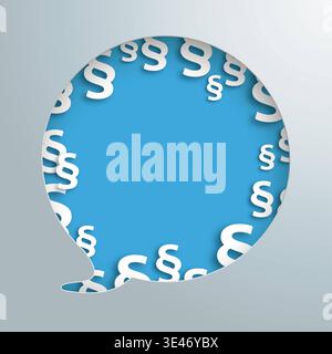 Speech Bubble Hole Paragraph Symbols Speech bubble hole on the blue background with white paragraphs. Stock Photo