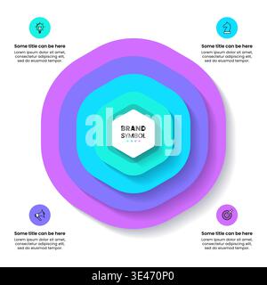 Infographic template with icons and 4 options or steps. Hexagon. Can be used for workflow layout, diagram, banner, webdesign. Vector illustration Stock Vector