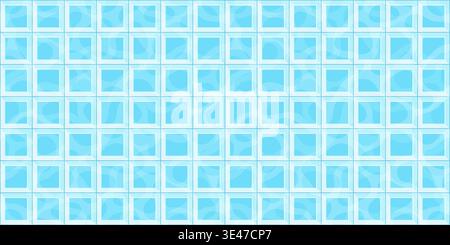 Blue pool tile 3d mosaic pattern with water reflection and square grid creating a realistic swimming pool background Stock Vector