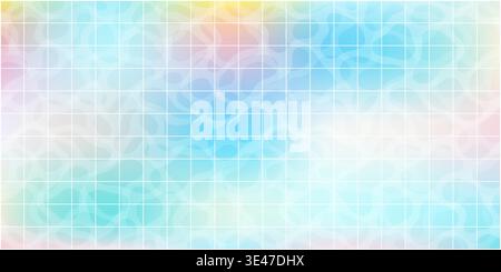 Blue pool tile mosaic pattern with water reflection and pastel gradient creating a soft swimming pool background Stock Vector