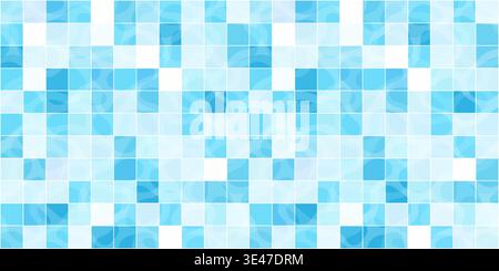 Blue mosaic square pool tiles with water reflection light pattern creating a fresh geometric background Stock Vector