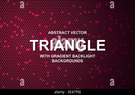 Abstract Vector Triangle Grid Background with Neon Gradient Backlight and Modern Typography, Futuristic Tech Cyberpunk Poster Design Stock Vector