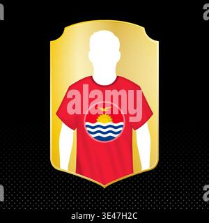Kiribati Football Player Silhouette Card with National Flag Icon. Soccer player profile silhouette on a gold trophy card. Stock Vector